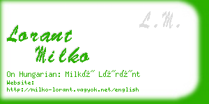 lorant milko business card